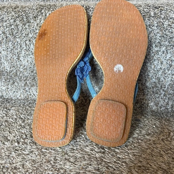 BISOU BISOU Denim Chambray Floral‎ Cork Sandals Size 6.5 - Picture 4 of 6